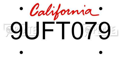 9UFT079 California License Plate