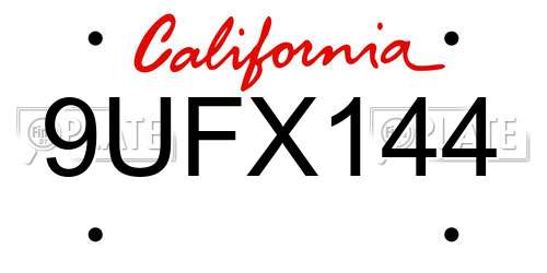 9UFX144 California License Plate