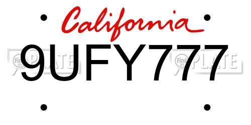 9UFY777 California License Plate