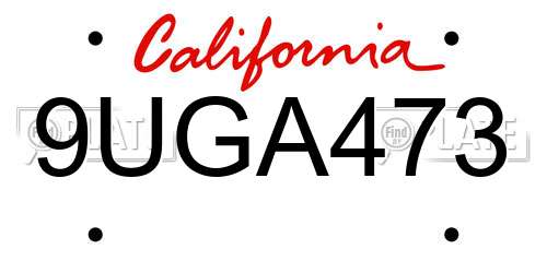 9UGA473 California License Plate