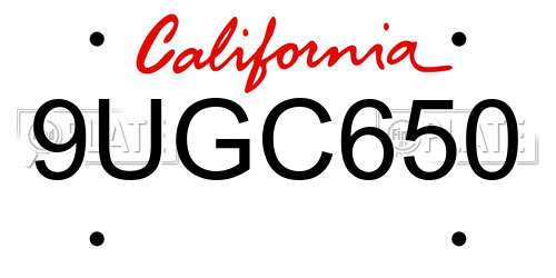 9UGC650 California License Plate