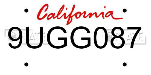 9UGG087 California License Plate