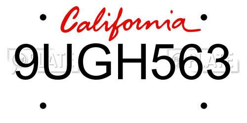 9UGH563 California License Plate