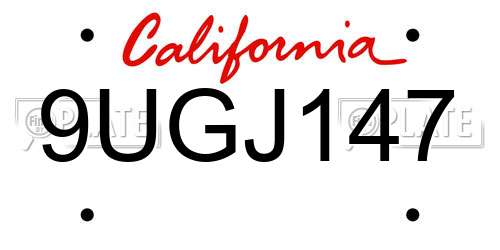 9UGJ147 California License Plate