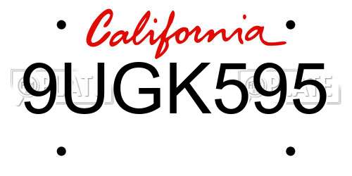 9UGK595 California License Plate