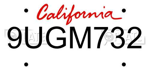9UGM732 California License Plate