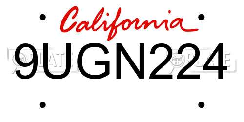 9UGN224 California License Plate
