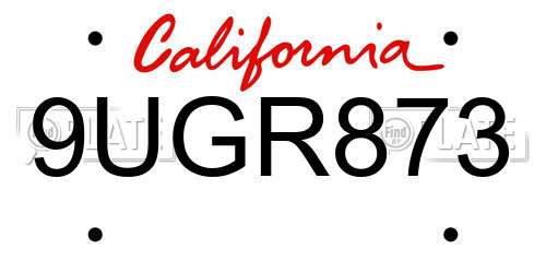 9UGR873 California License Plate