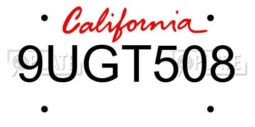 9UGT508 California License Plate