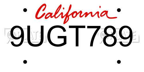 9UGT789 California License Plate