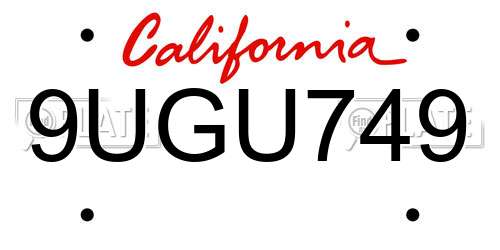 9UGU749 California License Plate