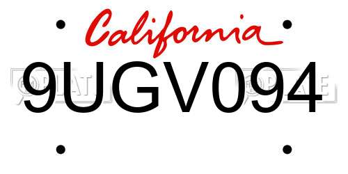 9UGV094 California License Plate