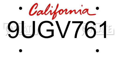 9UGV761 California License Plate