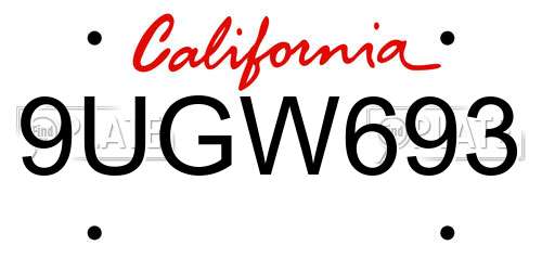 9UGW693 California License Plate