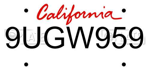 9UGW959 California License Plate