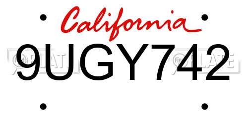 9UGY742 California License Plate