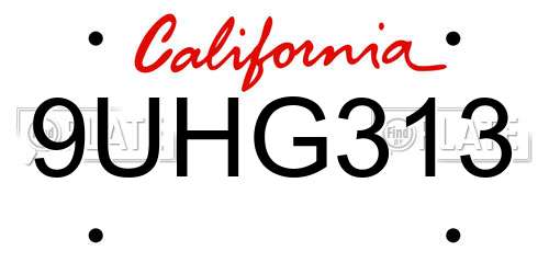 9UHG313 California License Plate