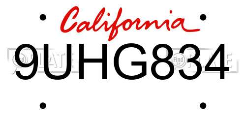 9UHG834 California License Plate