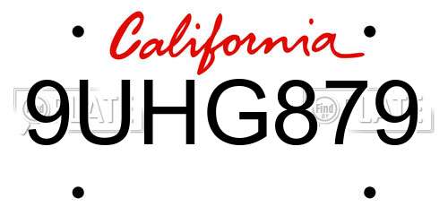 9UHG879 California License Plate