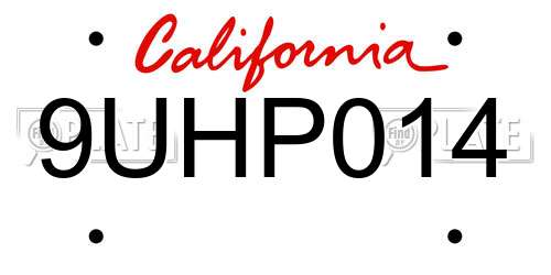 9UHP014 California License Plate