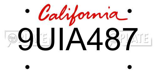9UIA487 California License Plate