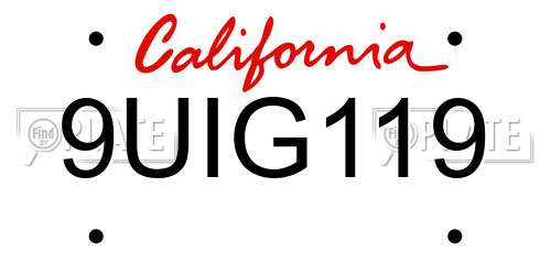 9UIG119 California License Plate