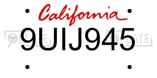 9UIJ945 California License Plate
