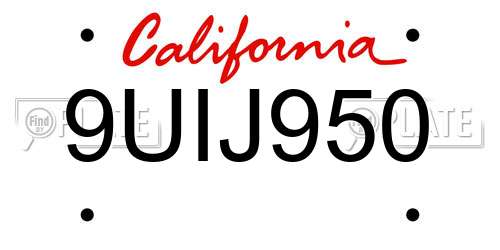 9UIJ950 California License Plate