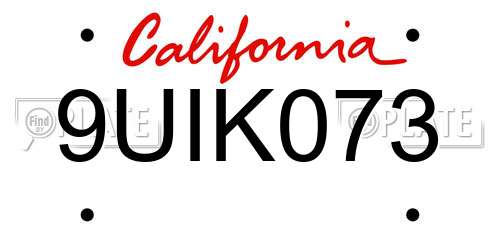 9UIK073 California License Plate