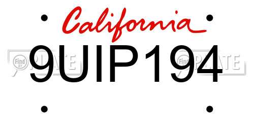 9UIP194 California License Plate