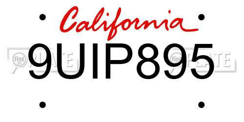 9UIP895 California License Plate