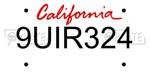 9UIR324 California License Plate