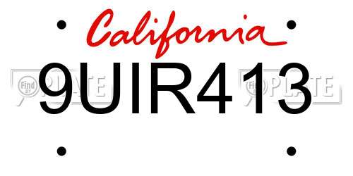 9UIR413 California License Plate