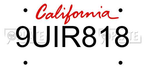 9UIR818 California License Plate