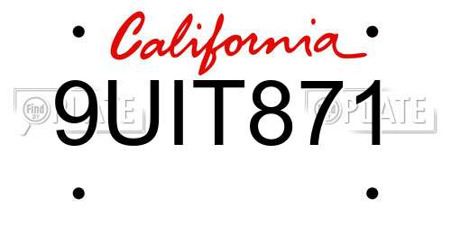 9UIT871 California License Plate