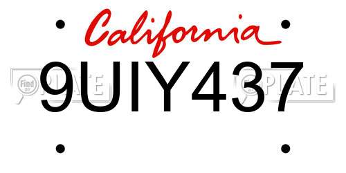 9UIY437 California License Plate