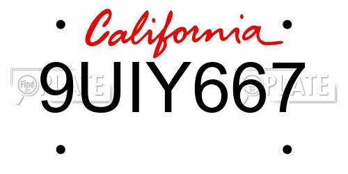9UIY667 California License Plate