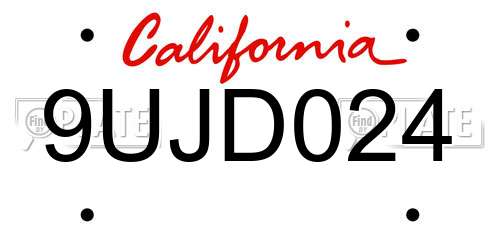 9UJD024 California License Plate