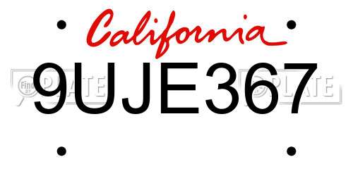 9UJE367 California License Plate