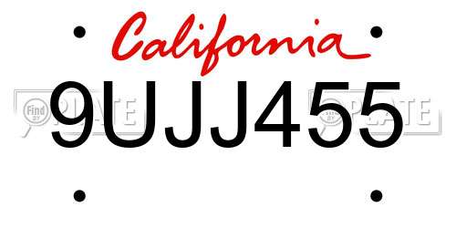 9UJJ455 California License Plate