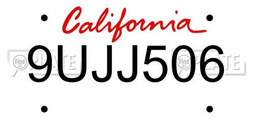 9UJJ506 California License Plate