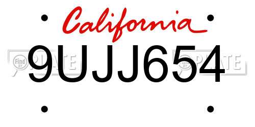 9UJJ654 California License Plate