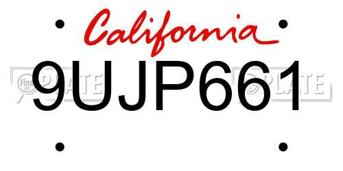 9UJP661 California License Plate