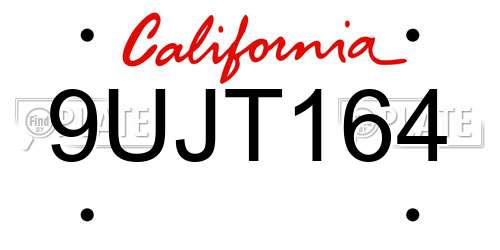9UJT164 California License Plate