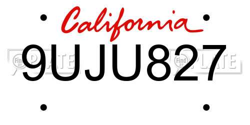 9UJU827 California License Plate