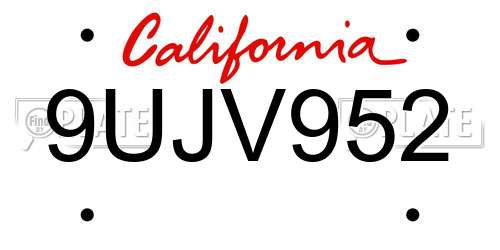 9UJV952 California License Plate