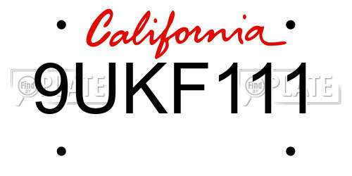 9UKF111 California License Plate