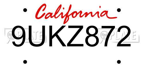 9UKZ872 California License Plate