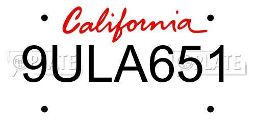 9ULA651 California License Plate