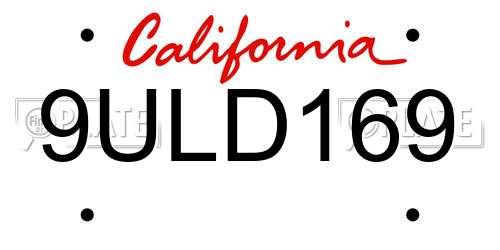 9ULD169 California License Plate